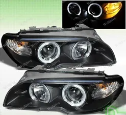 Фары BMW E46 2D 2003- HID 03- под штатный ксенон ангельские глазки черные
