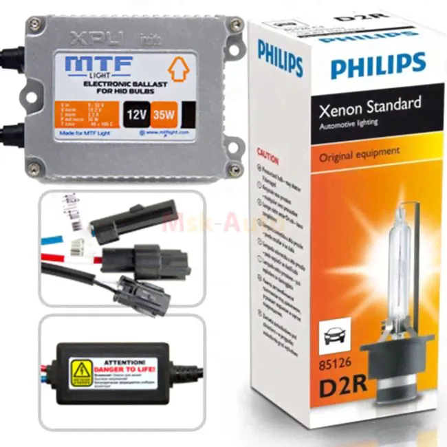 Ксенон MTF Light 35W Slim XPU1235 с колбами PHILIPS H1, H7, H11, HB4, HB7 (2 блока, 2 лампы)