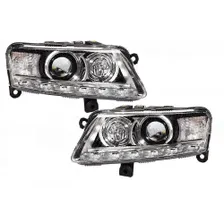 Тюнинг - комплект линзованных фар (ксенон) с дхо с led (светодиоды) - d2s - Audi A6 C6